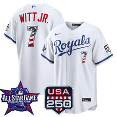 Bobby Witt Jr. Kansas City Royals 2026 All-Star Stars & Stripes White Stadium Stitched Jersey