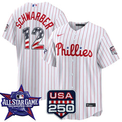 Kyle Schwarber Philadelphia Phillies 2026 All-Star Stars & Stripes White Stadium Stitched Jersey
