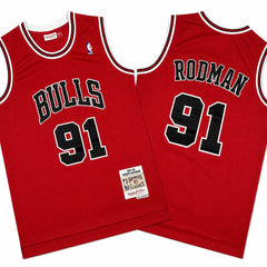 Dennis Rodman 91 Bulls Red Retro Classic Jersey Stitched