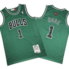 Derrick Rose 1 Bulls 2008-09 Green Jersey Stitched