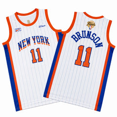 Jalen Brunson Knicks 2026 Finals Patch White City Edition Sewn Down Jersey