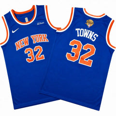 Karl-Anthony Towns Knicks 2026 Finals Patch Blue Sewn Down Jersey