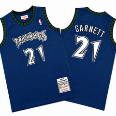 Kevin Garnett 21 Minnesota Timberwolves Retro Blue Stitched Jersey