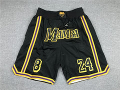 Kobe Bryant 8 24 Los Angeles Lakers MAMBA Black Shorts
