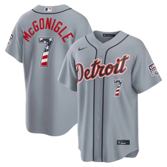 Detroit Tigers Kevin McGonigle Gray USA 250 Fourth of July Road Stitched Jersey