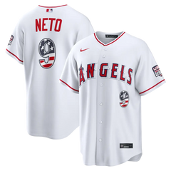 Los Angeles Angels Zach Neto White USA 250 Fourth of July Stitched Jersey