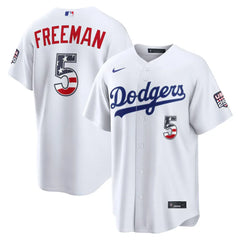 Los Angeles Dodgers Freddie Freeman White USA 250 Fourth of July Home Stitched Jersey