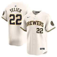 Brewers Christian Yelich Cream Home Limited Jersey Stitched