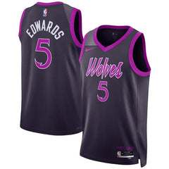 Timberwolves #5 Anthony Edwards Purple 2025-26 City Jersey - Stitched Edition