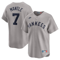 Yankees Mickey Mantle Gray Throwback Cooperstown Collection Limited Jersey Stitched