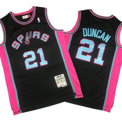 Tim Duncan 21 San Antonio Spurs 1998-99 Black Swingman Trikot Stitched Jersey