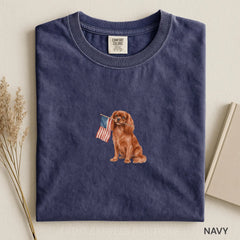Ruby Cavalier King Charles Spaniel American Flag Shirt