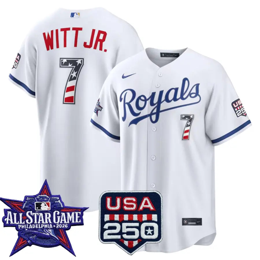 Bobby Witt Jr. Kansas City Royals 2026 All-Star Stars & Stripes White Stadium Stitched Jersey