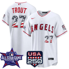 Mike Trout Los Angeles Angels 2026 All-Star Stars & Stripes White Stadium Stitched Jersey