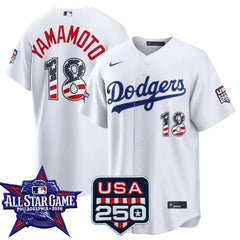 Yoshinobu Yamamoto Los Angeles Dodgers 2026 All-Star Stars & Stripes White Stadium Stitched Jersey