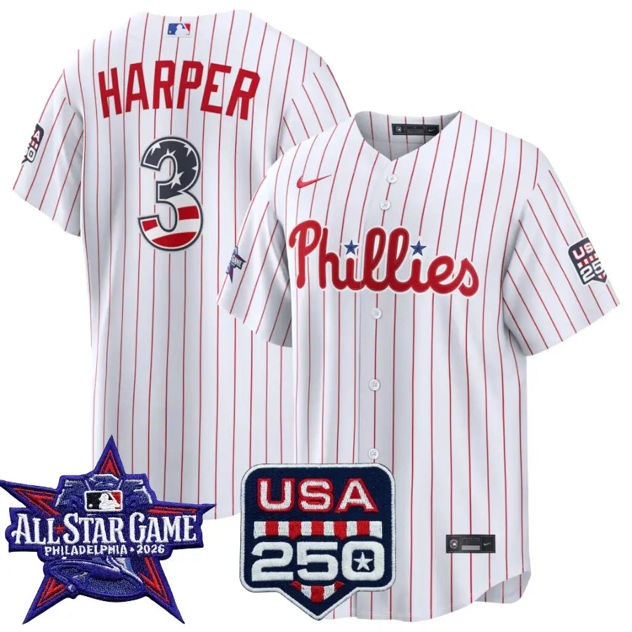 Bryce Harper Philadelphia Phillies 2026 All-Star Stars & Stripes White Stadium Stitched Jersey