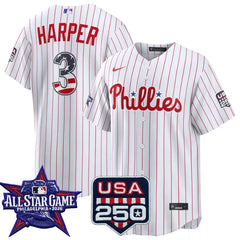 Bryce Harper Philadelphia Phillies 2026 All-Star Stars & Stripes White Stadium Stitched Jersey