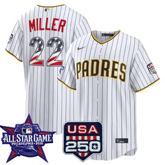 San Diego Padres Mason Miller 2026 All-Star Edition Stars & Stripes White Stitched Jersey