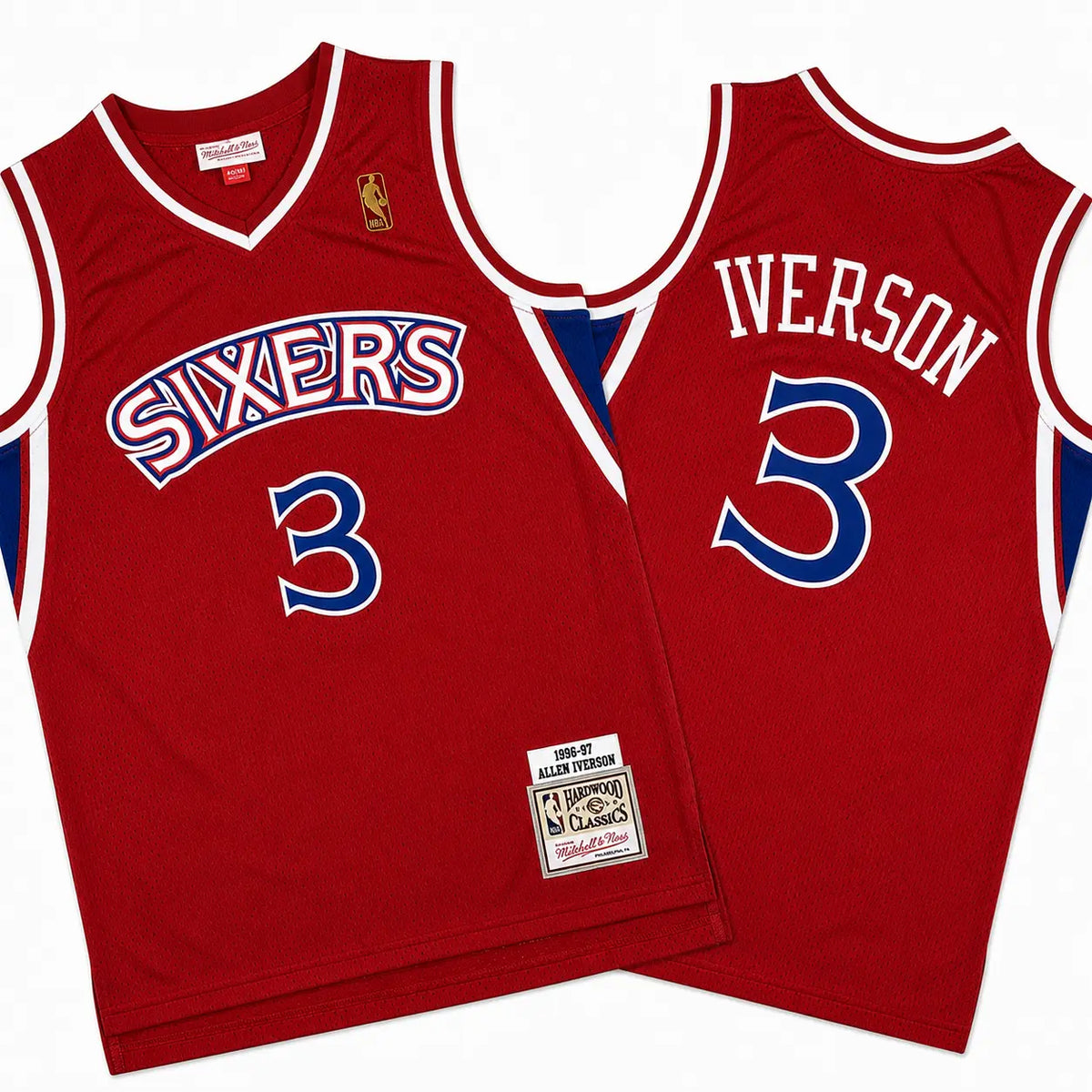 Allen Iverson 3 Philadelphia 76ers Red Vintage Throwback Stitched Jersey