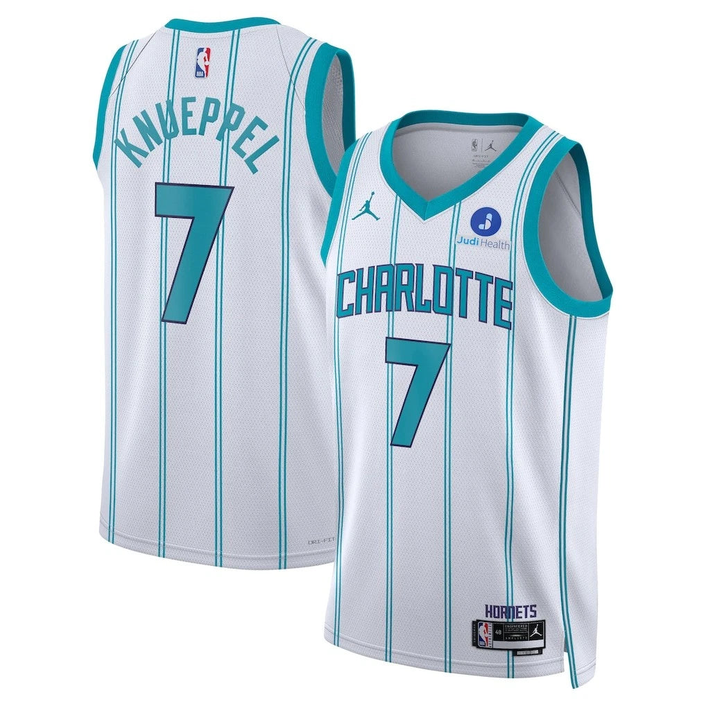 Hornets #7 Kon Knueppel White 2025 Jersey Stitched
