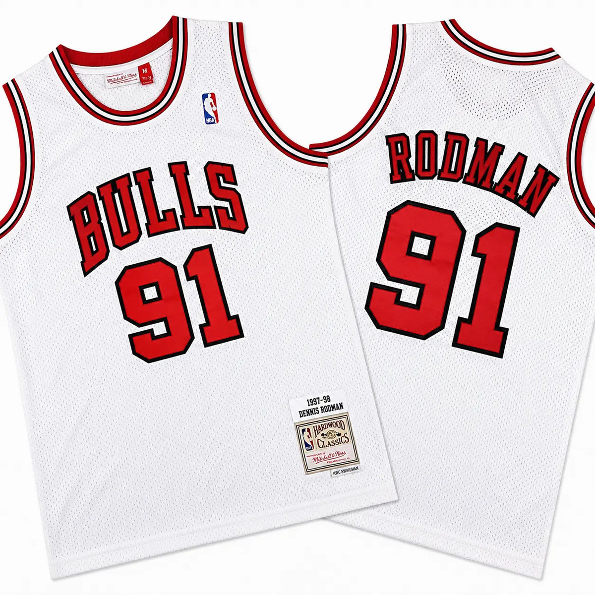 Dennis Rodman #91  Bulls White 1997-98 Stitched Jersey