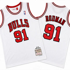 Dennis Rodman #91  Bulls White 1997-98 Stitched Jersey