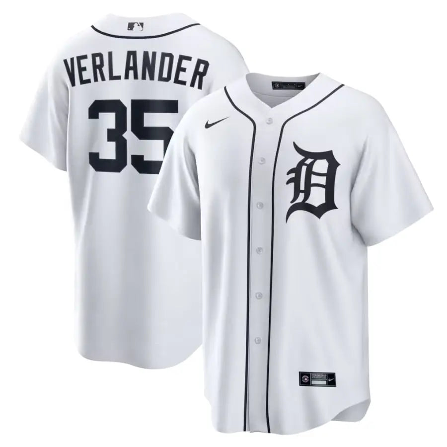 Tigers Justin Verlander White Home Jersey Stitched