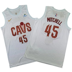 Donovan Mitchell Cavaliers White Sewn Down Jersey