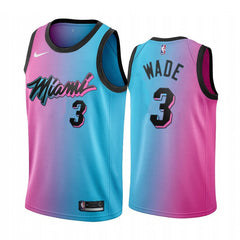 Dwyane Wade #3 Heat 2020-21 Blue Pink City Stitched Jersey