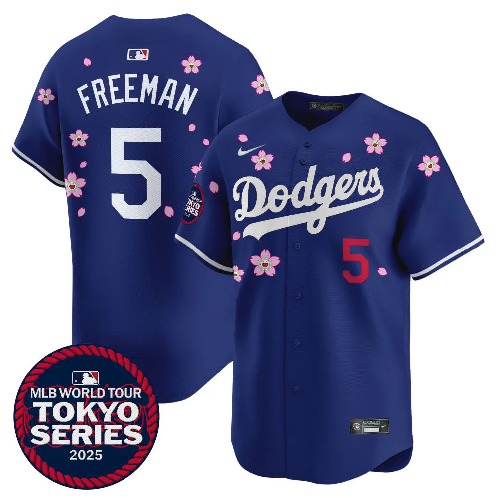 Freddie Freeman Dodgers Royal Tokyo Series Cherry Blossom Jersey - Stitched Edition