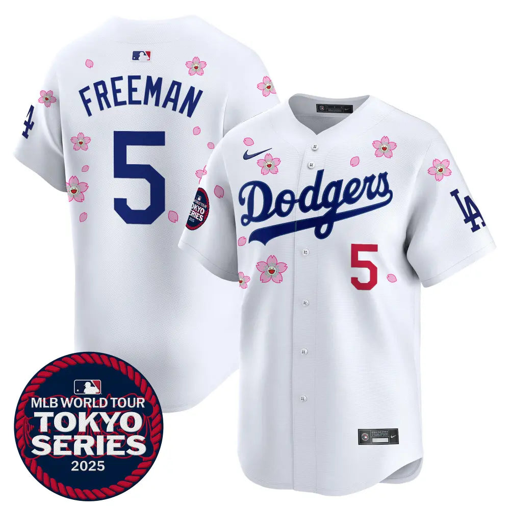 Freddie Freeman Dodgers White Tokyo Series Cherry Blossom Jersey - Stitched Edition
