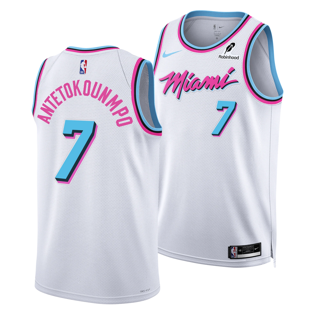 Giannis Antetokounmpo #7 Miami Vice White Stitched Jersey