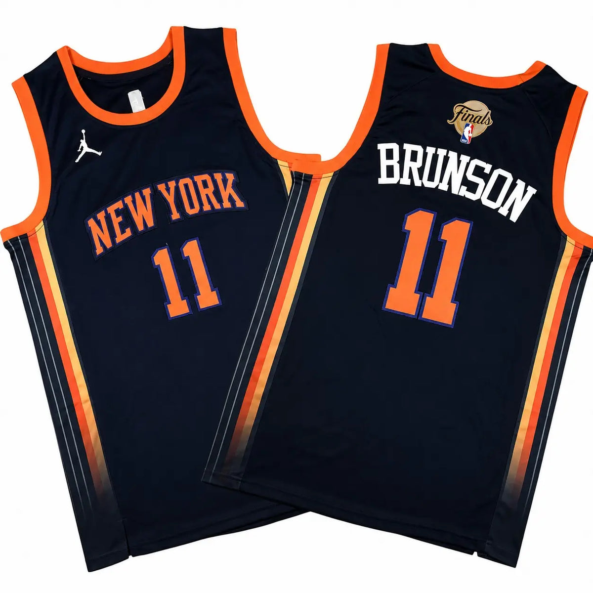 Jalen Brunson Knicks 2026 Finals Patch Navy Sewn Down Jersey