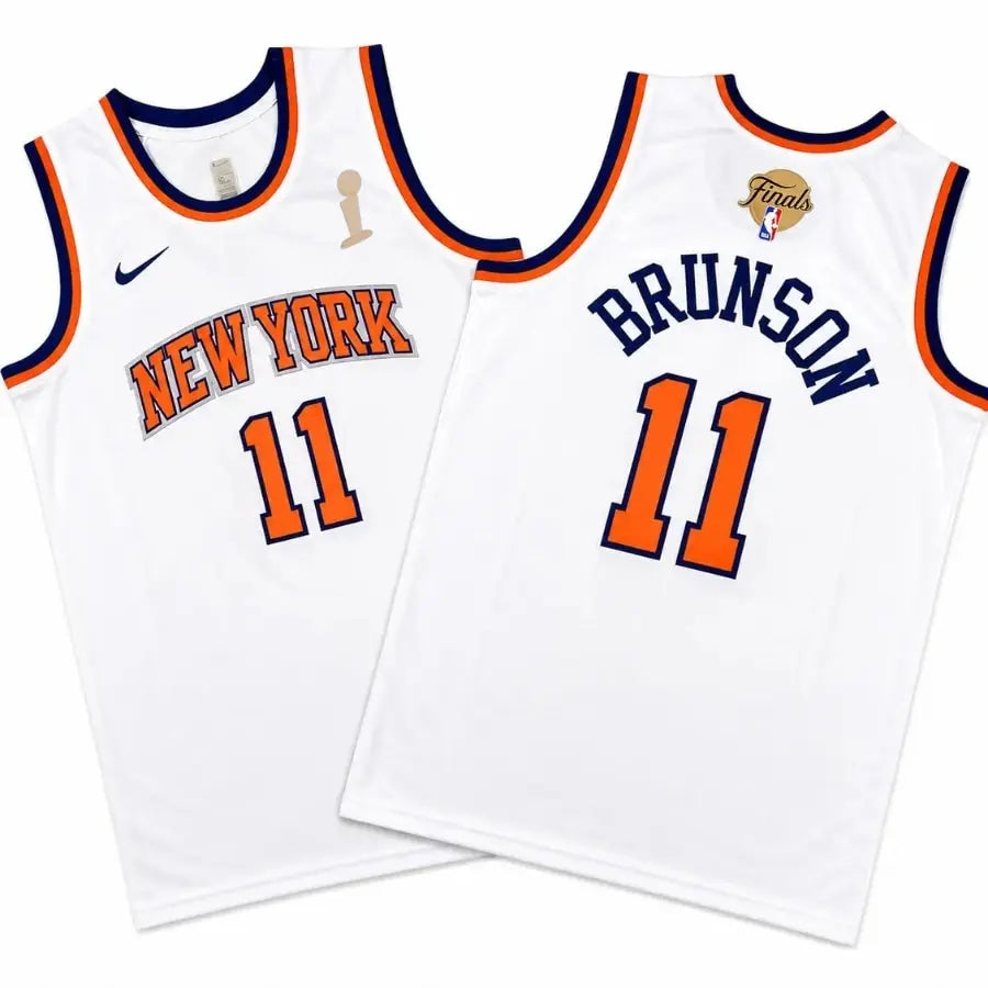 Jalen Brunson Knicks 2026 Finals Champions Patch White Sewn Down Jersey