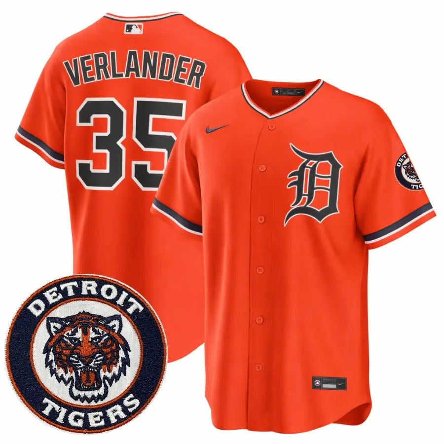 Justin Verlander 2026 Tigers Orange Jersey Stitched