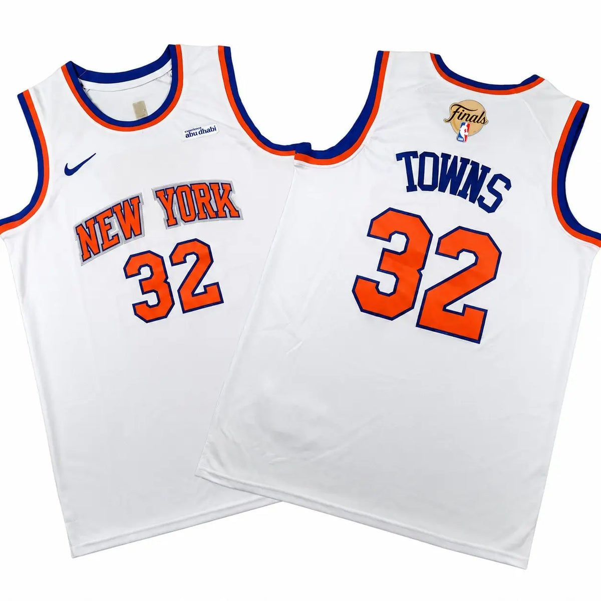 Karl-Anthony Towns Knicks 2026 Finals Patch White Sewn Down Jersey