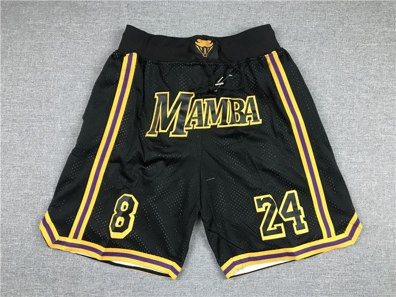 Kobe Bryant 8 24 Los Angeles Lakers MAMBA Black Shorts