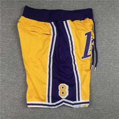 Kobe Bryant 8 24 Los Angeles Lakers Yellow Shorts