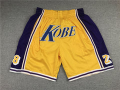 Kobe Bryant 8/24 Yellow Los Angeles Lakers Shorts