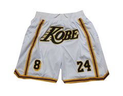 Kobe Bryant 8-24 White Los Angeles Lakers Shorts