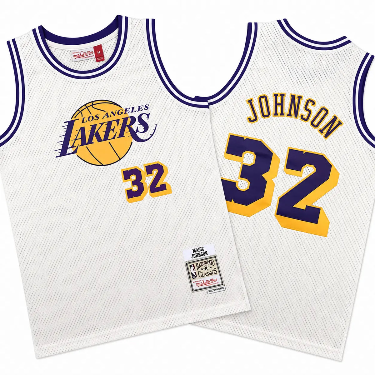 Magic Johnson 32 Lakers Cream Chainstitch Stitched Jersey