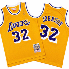 Magic Johnson 32 Lakers Yellow Throwback Stitched Jersey