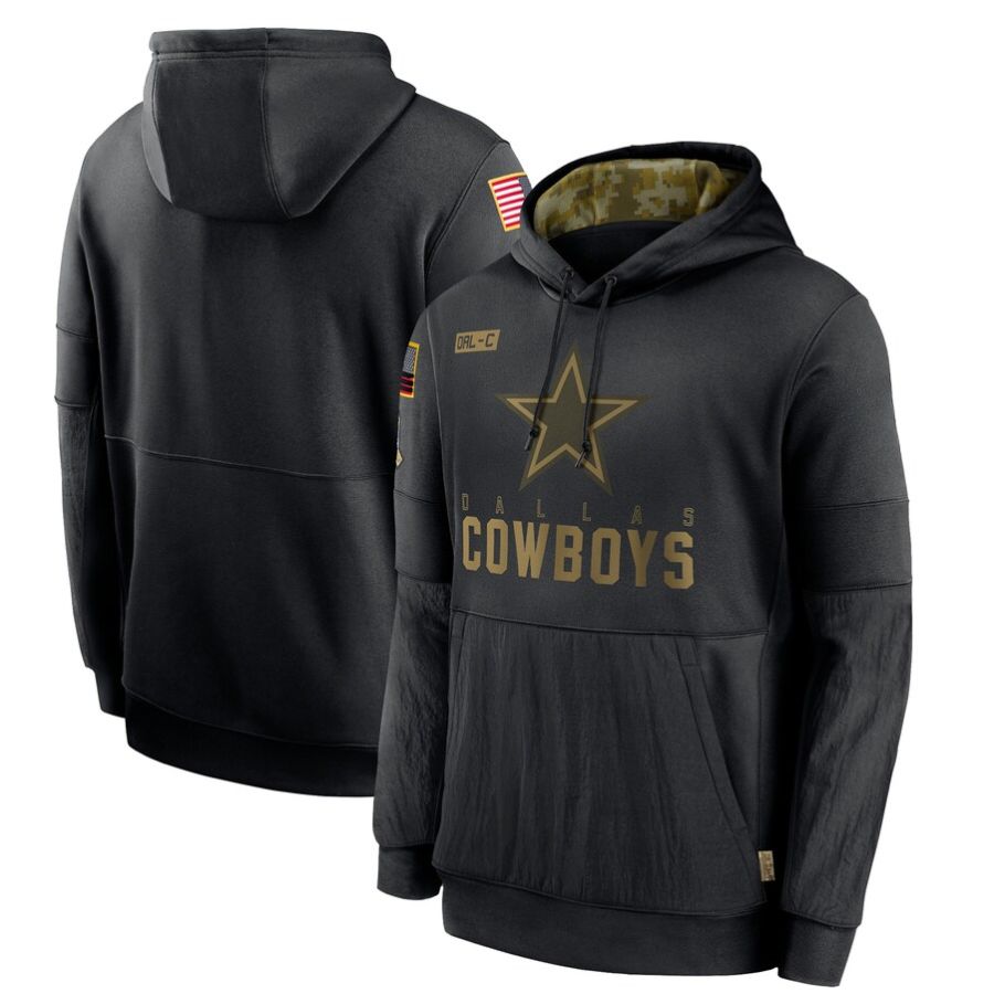 Dallas Cowboys Black 2020 Salute to Service Sideline Performance Pullover Hoodie