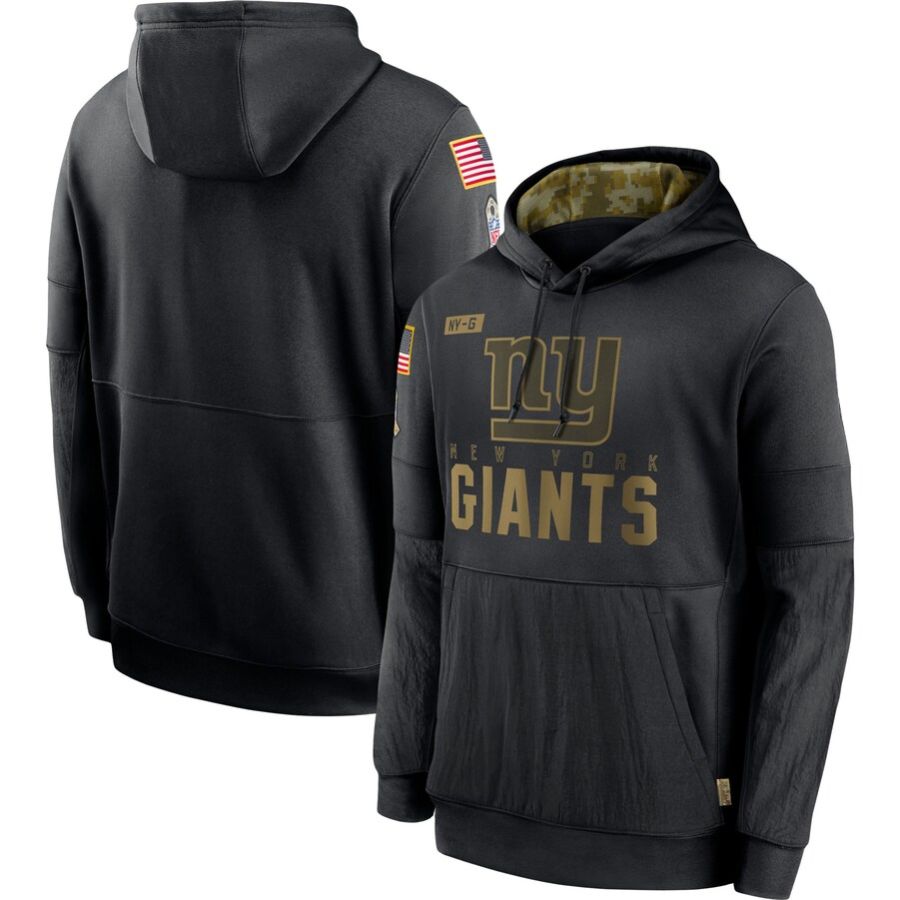 New York Giants Black 2020 Salute to Service Sideline Performance Pullover Hoodie