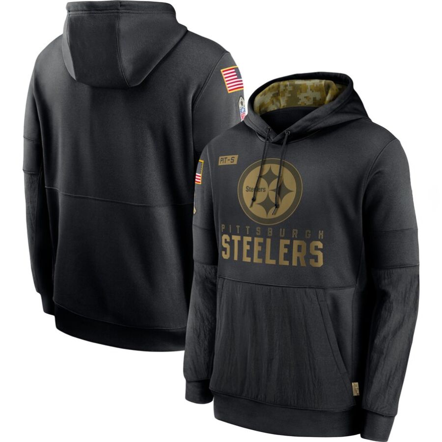 Pittsburgh Steelers Black 2020 Salute to Service Sideline Performance Pullover Hoodie