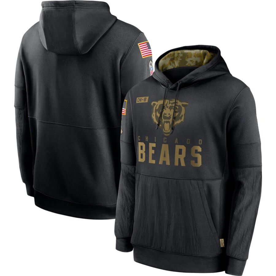Chicago Bears Black 2020 Salute to Service Sideline Performance Pullover Hoodie