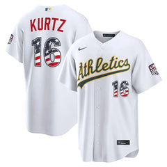 Athletics Nick Kurtz White USA 250 Fourth of July Home Stitched Jersey