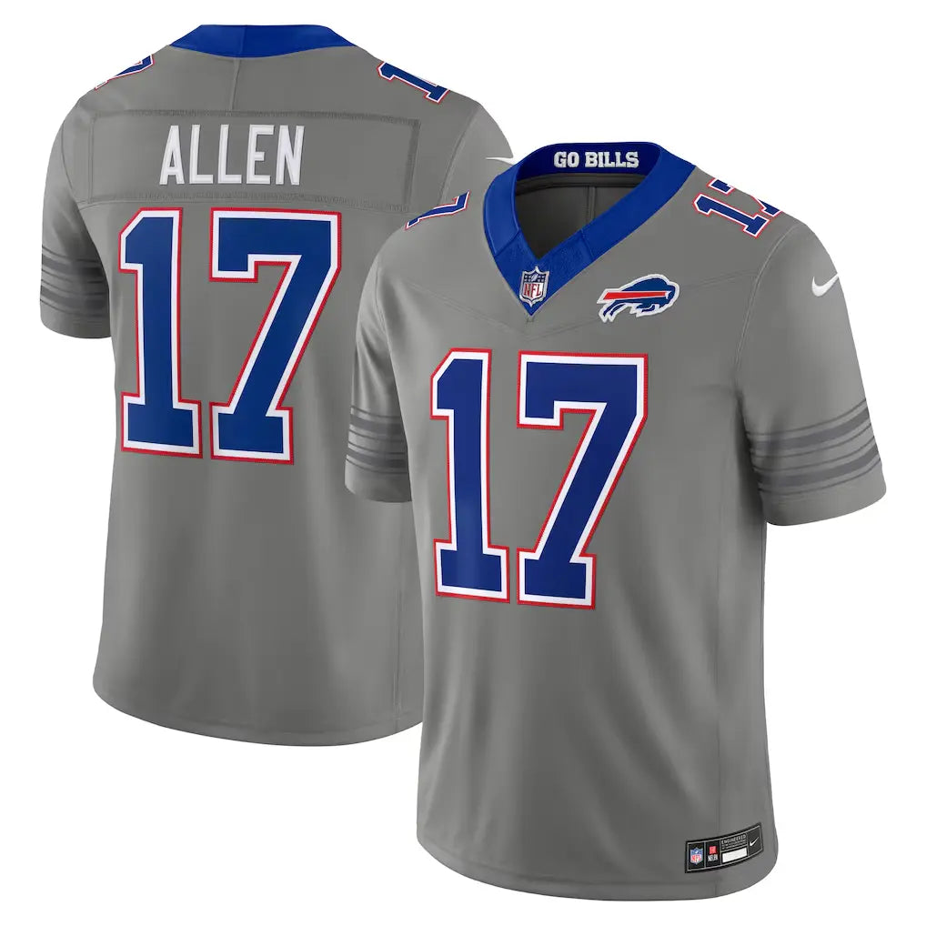 Bills 2026 Josh Allen Gray Nickel City Stitched Limited Jersey