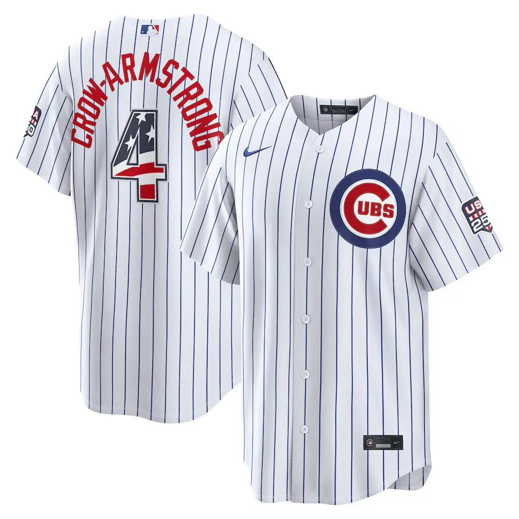 Chicago Cubs Pete Crow-Armstrong White USA 250 Fourth of July Home Stitched Jersey