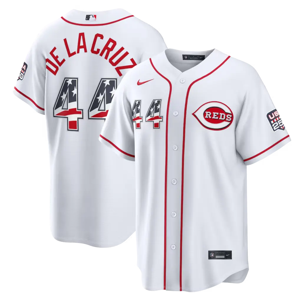 Cincinnati Reds Elly De La Cruz White USA 250 Fourth of July Home Stitched Jersey